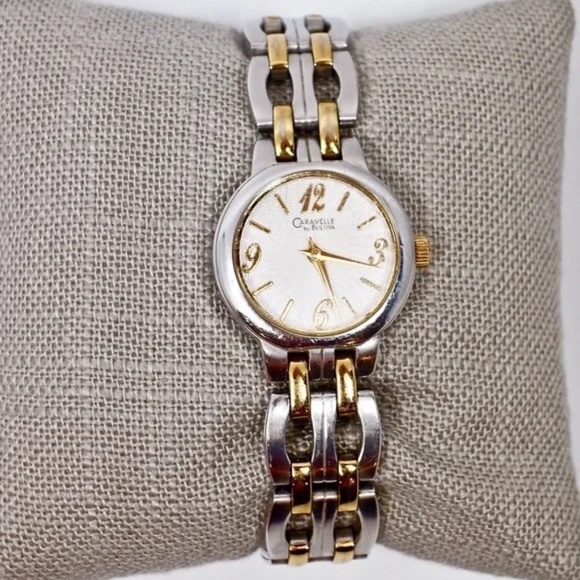 BULOVA~45L000~LADIES' STAINLESS STEEL & GOLD TWO TONE CLASSIC WATCH - Picture 2 of 6